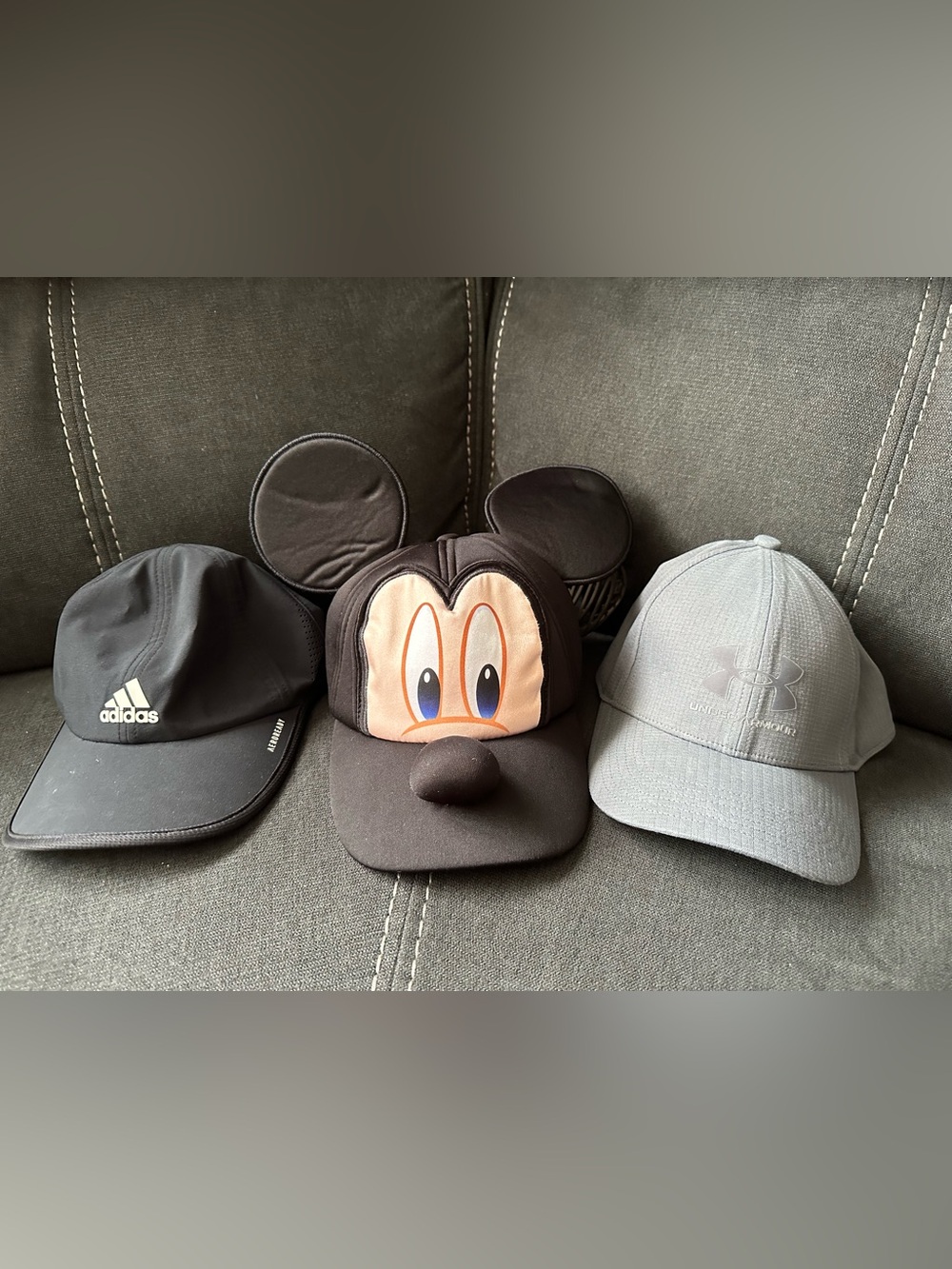 Lot of 3 Baseball Hats– Adidas Aeroready, Disney Mickey Mouse & Under Armour